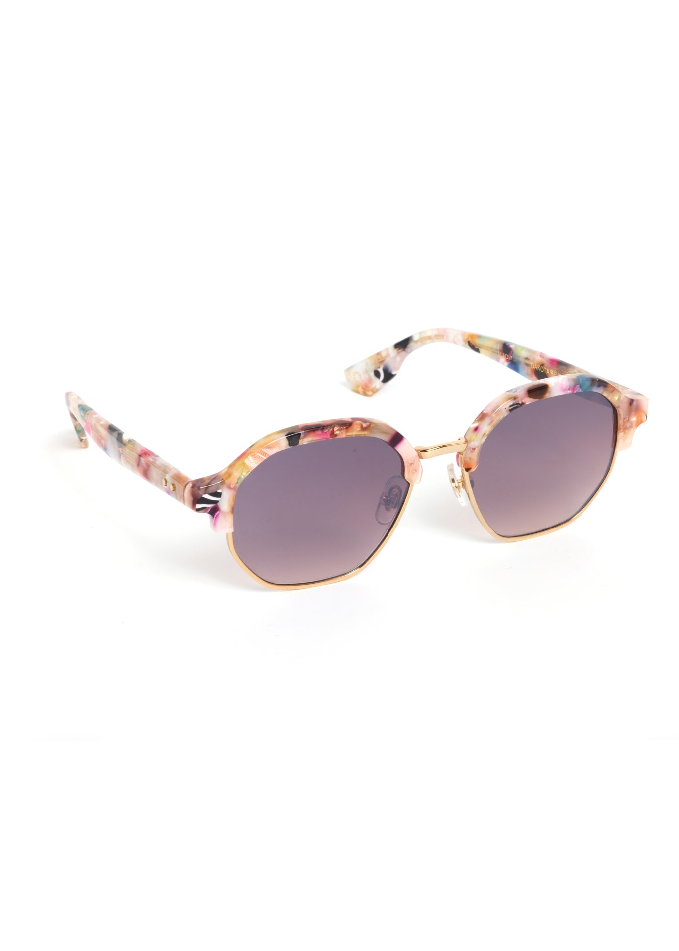 rainbow tortoise shell purple lens frame sunglasses