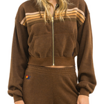 Brown tracksuit with a brand logo on a white background