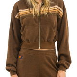 Brown tracksuit with a brand logo on a white background