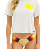 Aviator Nation - Heart Boyfriend Tee - Vintage White / Neon Yellow
