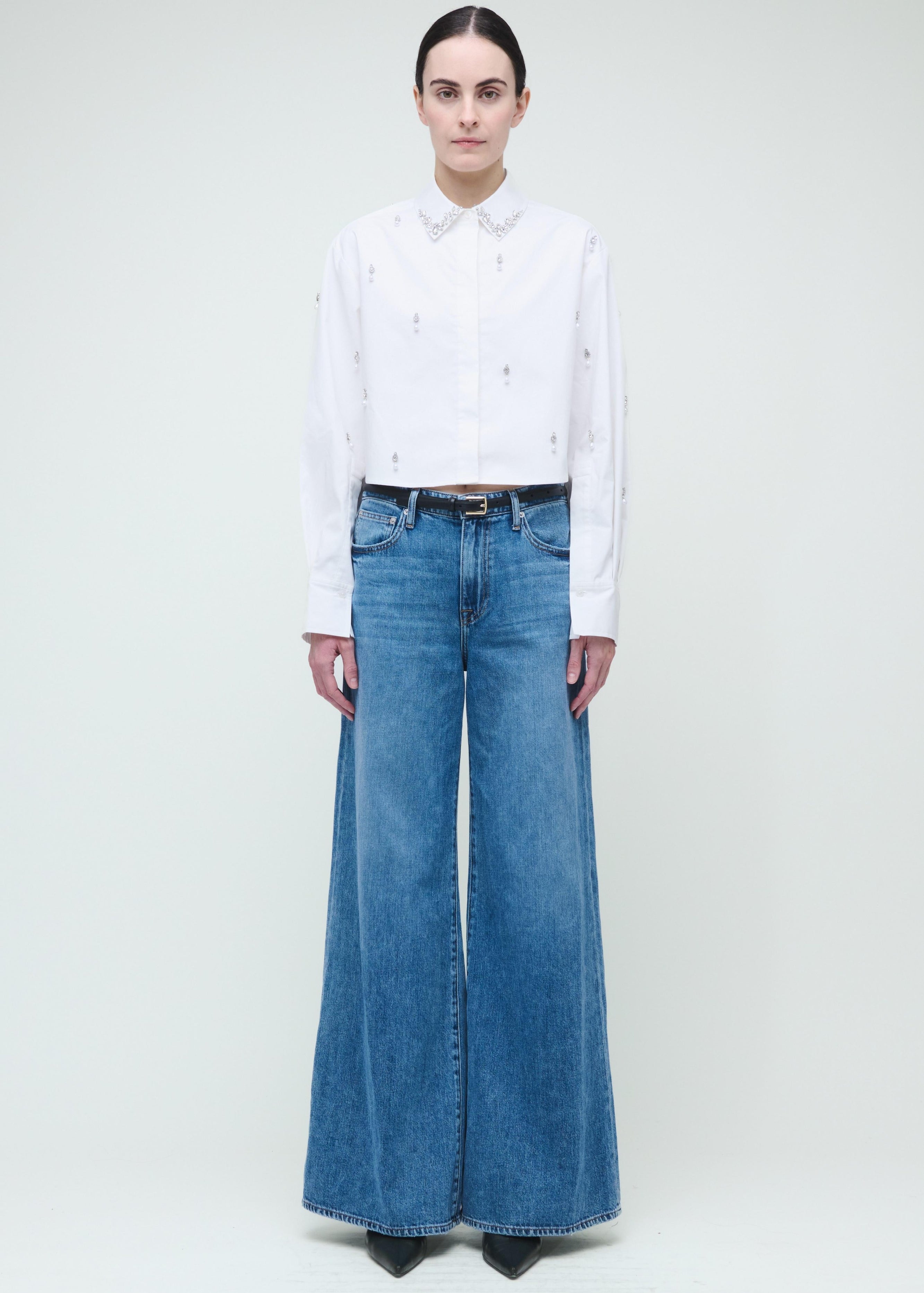 Simkhai - Renata Embellished Cropped Shirt - White