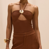 PatBO -  Cora Knit Bodysuit - Brown
