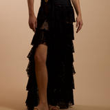 PatBO - Martina Lycra Ruffle Maxi Skirt - Black