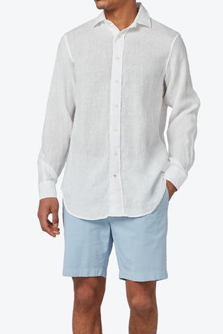 Faherty - Short Sleeve Linen Laguna Shirt - Bright White Basketweave