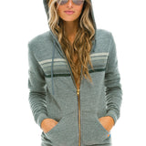 Aviator Nation - 5 Stripe Hoodie - Heather Grey/Grey