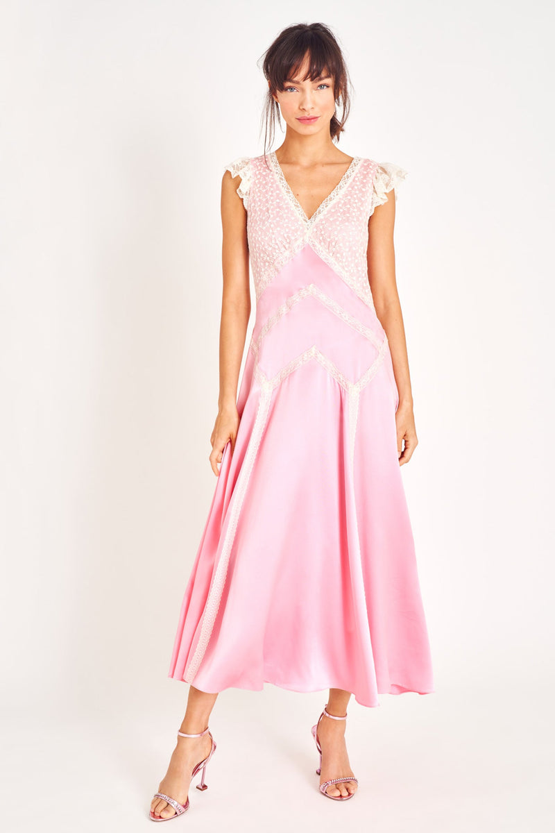 LoveShackFancy - Provencia Silk Maxi Dress - Sweet Pink