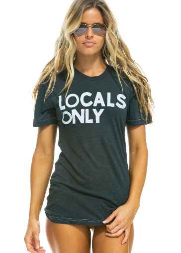AVIATOR NATION - LOCALS ONLY CREW TEE SHIRT - CHARCOAL