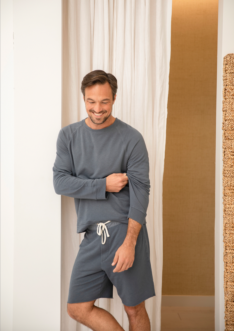 James Perse French Terry Raglan Sweatshirt Maine Pigment