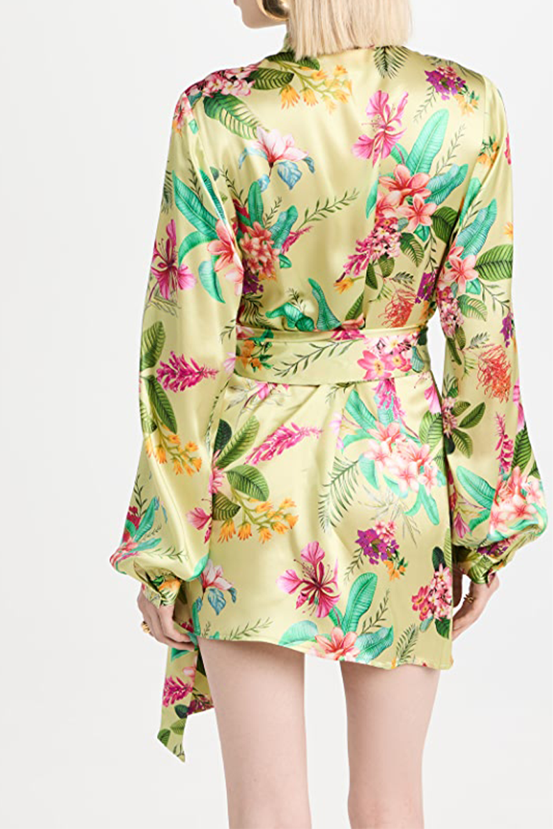 Rococo Sand - Rue Short Dress - Lime Floral
