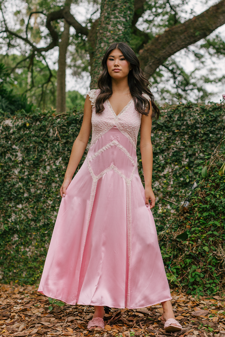Pink top dress silk