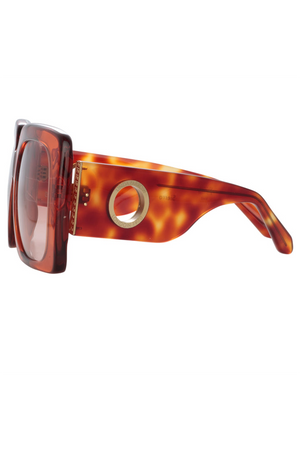 LINDA FARROW - Sierra Oversized Sunglasses - Amber