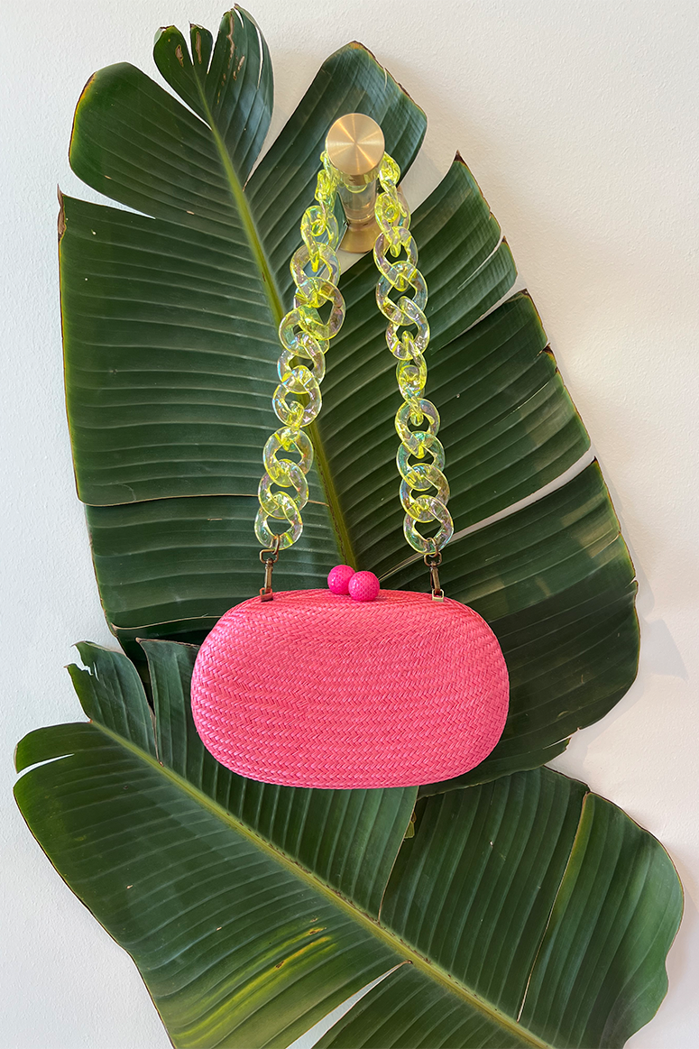 Pink straw discount clutch