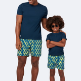 Tom & Teddy - Men's Sardines Swim Trunks - Navy & Yellow