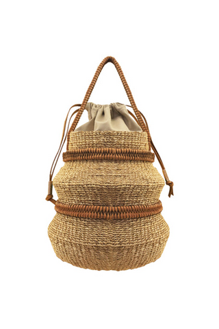 Aranáz - Anthurium Basket Bag - Natural/Lime