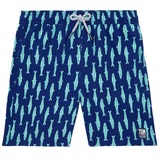 Tom & Teddy - Boys' Sardines Swim Trunks - Ink Blue & Green