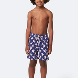 Tom & Teddy - Boys' Starfish Swim Trunk - Blue & Blush