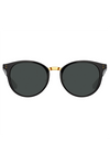 LINDA FARROW - Morgan Oval Sunglasses - Black