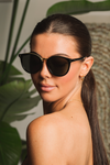 LINDA FARROW - Morgan Oval Sunglasses - Black