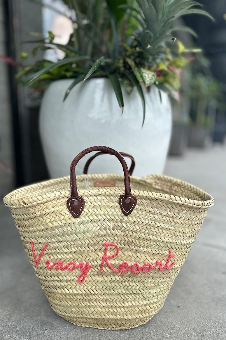 CHANEL Vintage Wicker Shoulder Bag Pink Raffia Straw Chain Shopping Bag  Handbag