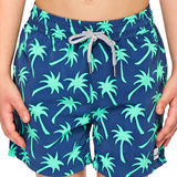 Tom & Teddy - Boys' Palm Swim Trunks - Navy & Spring Green