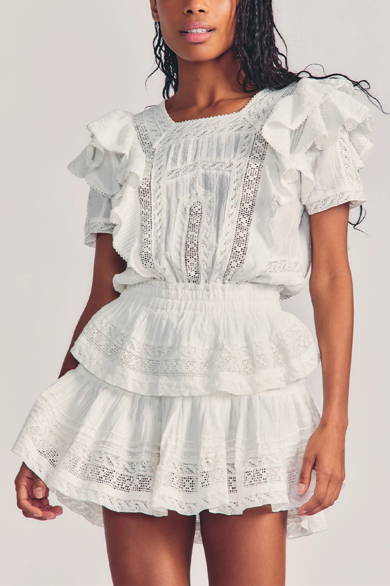 LoveShackFancy Stella Dress Antique White Sunni Spencer