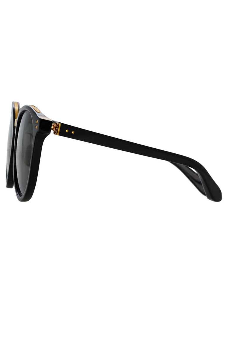 LINDA FARROW - Morgan Oval Sunglasses - Black