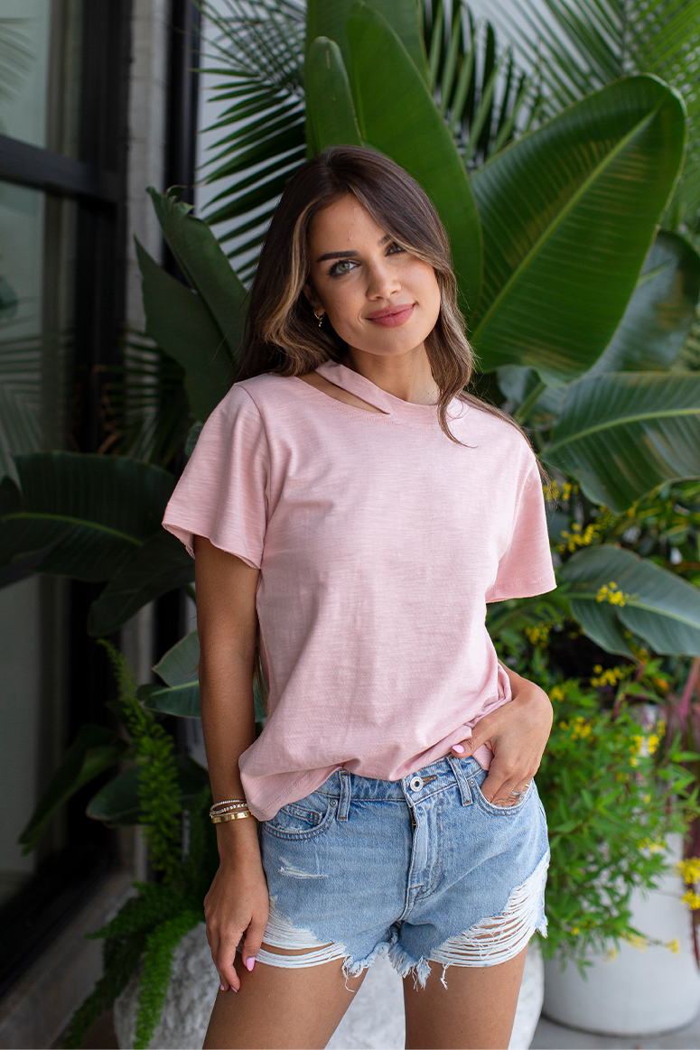Marissa Webb - Tate Cut Out Tee - Rosewood