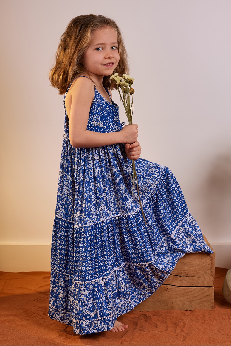 Poupette St. Barth - Kids Pippa Long Dress - Blue Antibes
