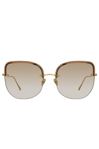 LINDA FARROW - Gabriel Oversized Sunglasses - Yellow Gold