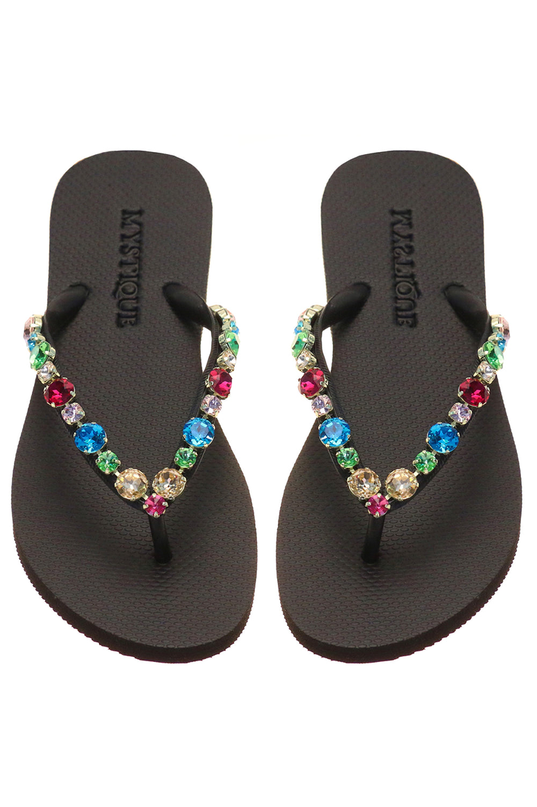 Mystique X Stephanie Gottlieb Monica Flip Flops Black Multi