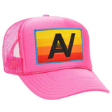 Aviator Nation - Logo Rainbow Vintage Trucker Hat - Neon Pink